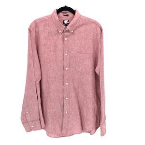 J Crew Factory Linen Shirt Mens XL Slim Fit 100% Linen Long Sleeve Button Down